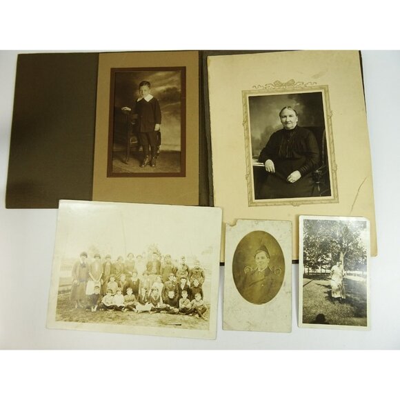 Antique Photos Lot Portraits Photographs Wedding Baby Horse Grandma Sibling 28pc - Picture 6 of 16